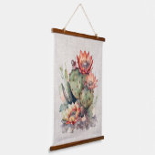 Oranje/Rode Bloeiende Cactus  Hangend Wandkleed (Gebogen)