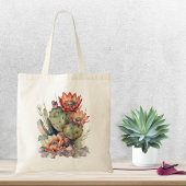 Oranje/Rode Bloeiende Cactus Tote Bag