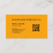 Oranje Rode Bloemen Check Patroon QR Code Handgema Visitekaartje (Achterkant)