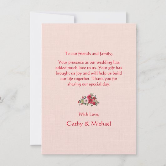 Oranje rode bloemen Chinese bruiloft Bedankkaart (Achterkant)