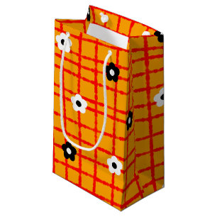 Oranje Rode Bloemen Controleer Patroon Unieke Bloe Klein Cadeauzakje