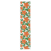 Oranje Rode Bloemen Groene Botanicals Patroon Korte Tafelloper (Voorkant)