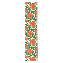 Oranje Rode Bloemen Groene Botanicals Patroon Korte Tafelloper