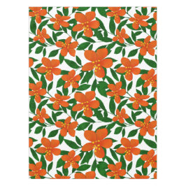 Oranje Rode Bloemen Groene Botanicals Patroon Tafelkleed