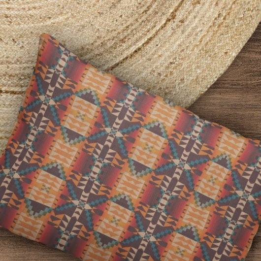 Oranje Rode Bruin Blauwgroen Blauw Tribisch Kunstw Kussensloop