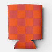 Oranje rode Checkerboard Retro Geometrische Contro Blikjeskoeler (Achterkant)