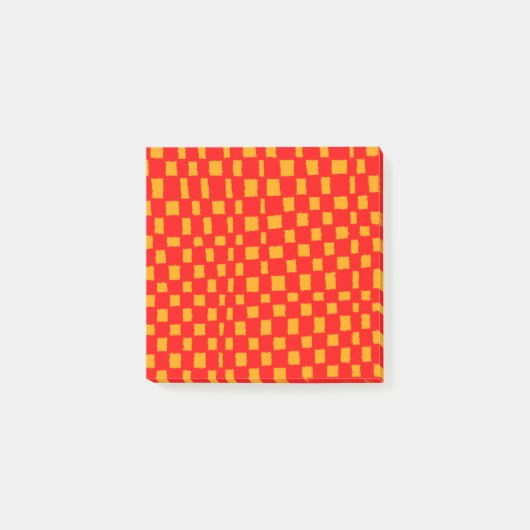 Oranje rode Checkerboard Vibrant geruit patroon Post-it® Notes (Voorkant)