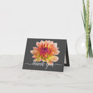 Oranje Rode Dahlia - Grijze achtergrond Dank je Kaart