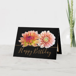 Oranje Rode Dahlia's  Bloemen Boeket Verjaardag Kaart
