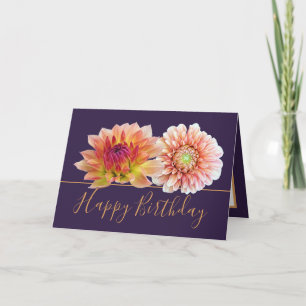Oranje Rode Dahlia's  Bloemen Boeket Verjaardag Kaart