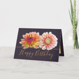 Oranje Rode Dahlia's  Bloemen Boeket Verjaardag Kaart