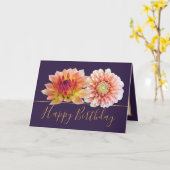 Oranje Rode Dahlias Prachtige Bloemboeket Verjaard Kaart (Gele Bloem)