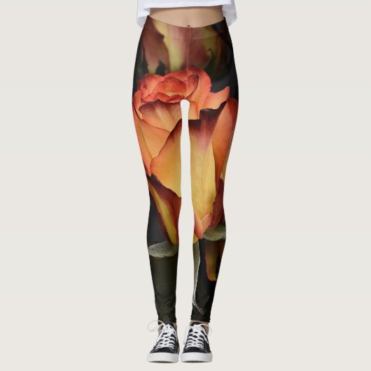 Oranje, rode en gele rozen leggings (Voorkant)
