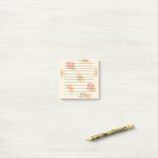 Oranje rode Floral Post Post-it® Notes (Op bureau)