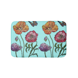 Oranje rode gele papaver bloemen Bath Mat