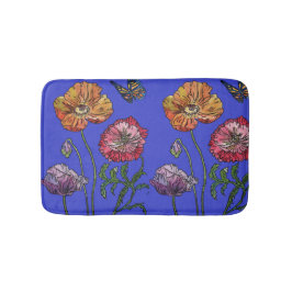Oranje rode gele papaver bloemen Bath Mat