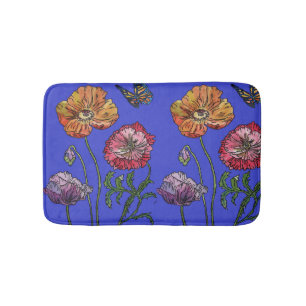 Oranje rode gele papaver bloemen Bath Mat