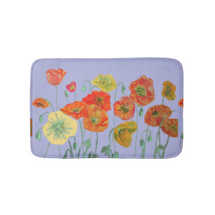 Oranje rode gele papaver bloemen Bath Mat