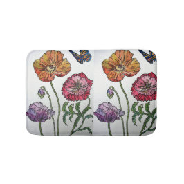 Oranje rode gele papaver bloemen Bath Mat