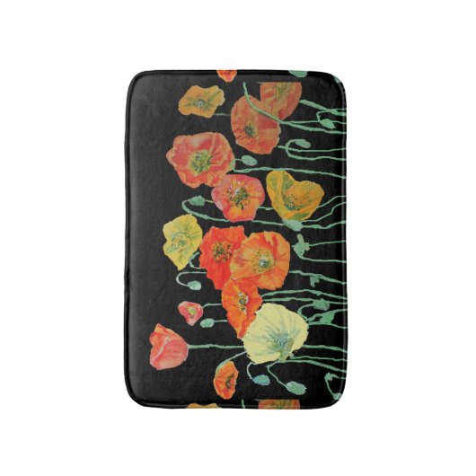 Oranje rode gele papaver bloemen Bath Mat (Voorkant Verticaal)