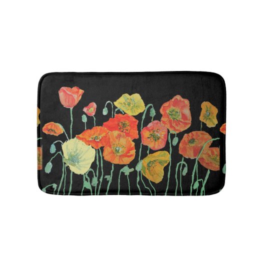 Oranje rode gele papaver bloemen Bath Mat (Voorkant)