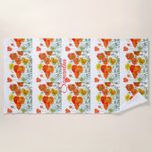 Oranje Rode Gele Poppy Waterverf Meisjes Naam Strandlaken (Voorkant)