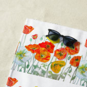 Oranje Rode Gele Poppy Waterverf Meisjes Naam Strandlaken (In situ)