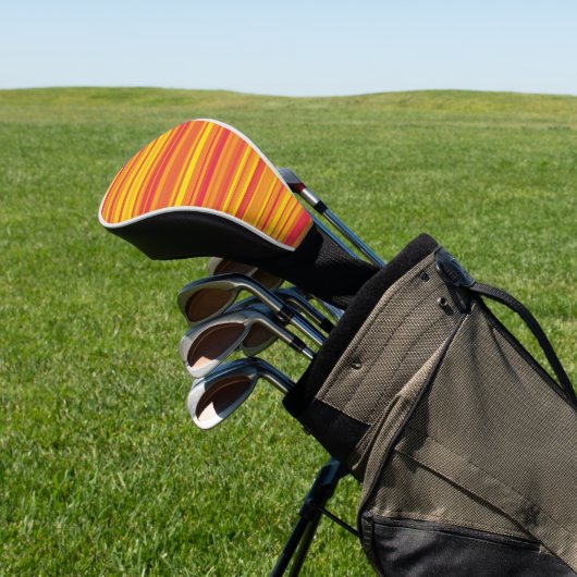 Oranje rode gele strepen golfheadcover (Insitu)