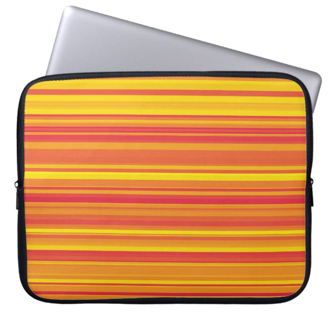 Oranje rode gele strepen laptop sleeve (Voorkant)