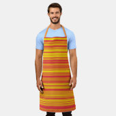 Oranje rode gele strepen schort (Gedragen)