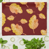 Oranje rode gezellige herfstherfstbladeren theedoek (Gevouwen)