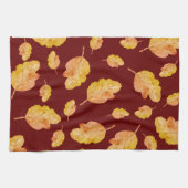Oranje rode gezellige herfstherfstbladeren theedoek (Horizontaal)
