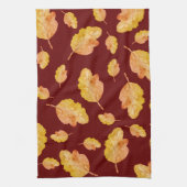 Oranje rode gezellige herfstherfstbladeren theedoek (Verticaal)