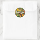 Oranje rode groene botanische bloem dank u ronde sticker (Tas)