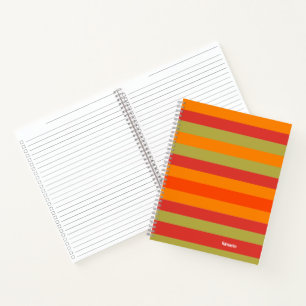 Oranje rode groene gestreepte gepersonaliseerde yo notitieboek