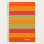 Oranje rode groene gestreepte gepersonaliseerde yo planner (Voorkant)