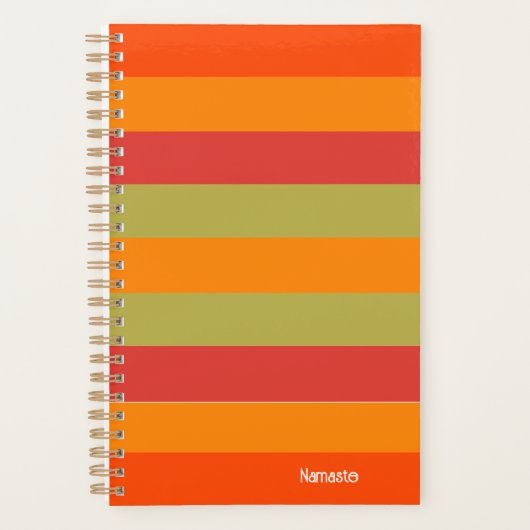 Oranje rode groene gestreepte gepersonaliseerde yo planner (Voorkant)