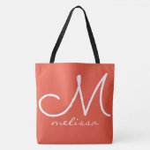 Oranje rode grote Canvas tas met haar naam (Voorkant)