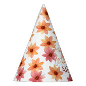 Oranje rode herfstbloem wit Verjaardag Feesthoedjes (Links)