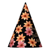 Oranje rode herfstbloem zwart Verjaardag Feesthoedjes (Links)