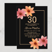 Oranje rode herfstflora elke leeftijd zwart Verjaa Kaart (Voorkant / Achterkant)