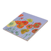 Oranje Rode Klaprozen Aquarel Bloem Paars Tegeltje (Zijkant)