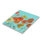 Oranje Rode Klaprozen Aquarel Bloem Patroon Tegeltje (Zijkant)