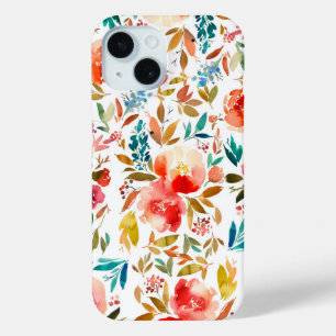 Oranje rode kleurrijke roos bloemenzomer iPhone 15 case