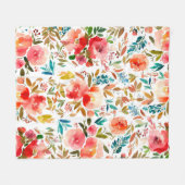 Oranje rode kleurrijke roos bloemenzomer fleece deken (Voorkant (Horizontaal))