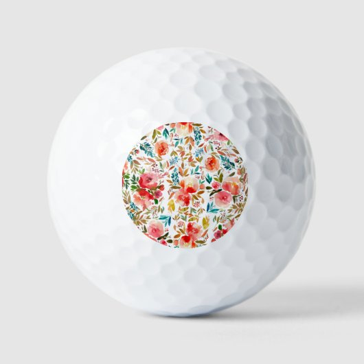 Oranje rode kleurrijke roos bloemenzomer golfballen (Voorkant)
