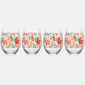 Oranje rode kleurrijke roos bloemenzomer wijnglas zonder voet (Links)