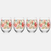 Oranje rode kleurrijke roos bloemenzomer wijnglas zonder voet (Rechts)