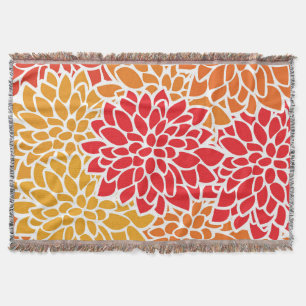 Oranje rode kleurrijke Vintage 60s Bloem Deken