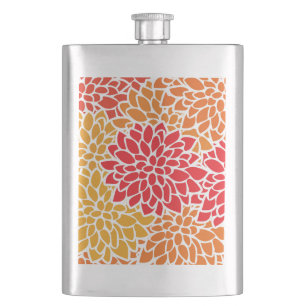 Oranje rode kleurrijke Vintage 60s Bloem Flacon